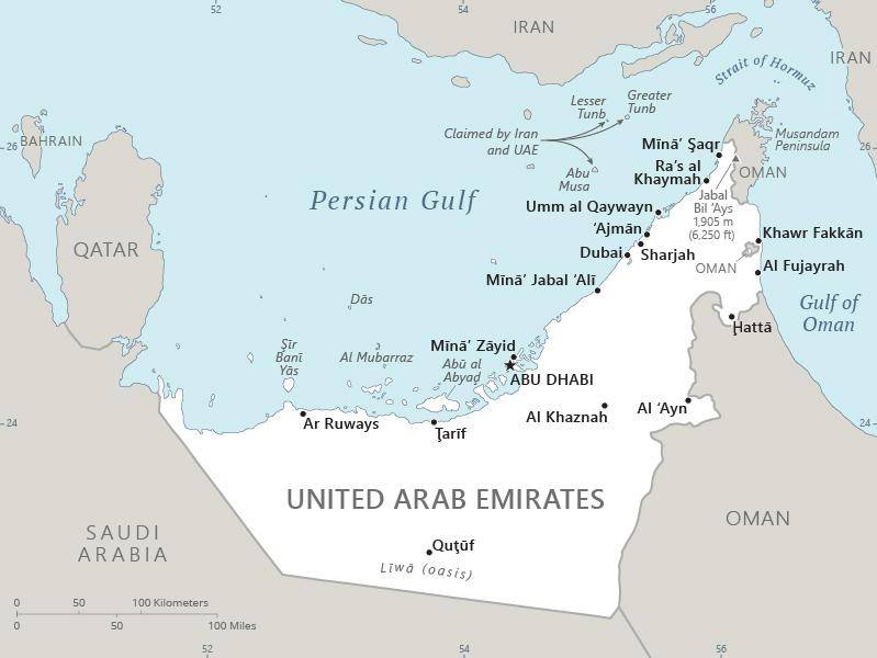 Landkarte Vereinigte Arabische Emirate