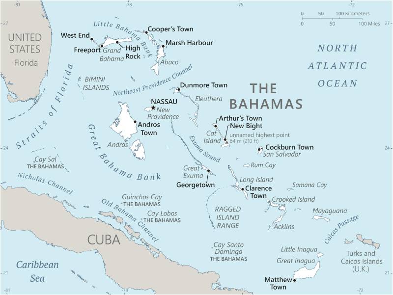 Landkarte Bahamas