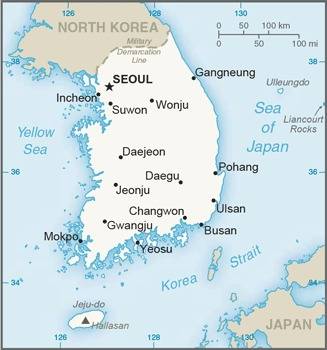 Landkarte Südkorea