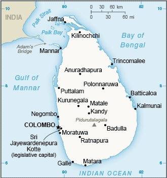 Landkarte Sri Lanka