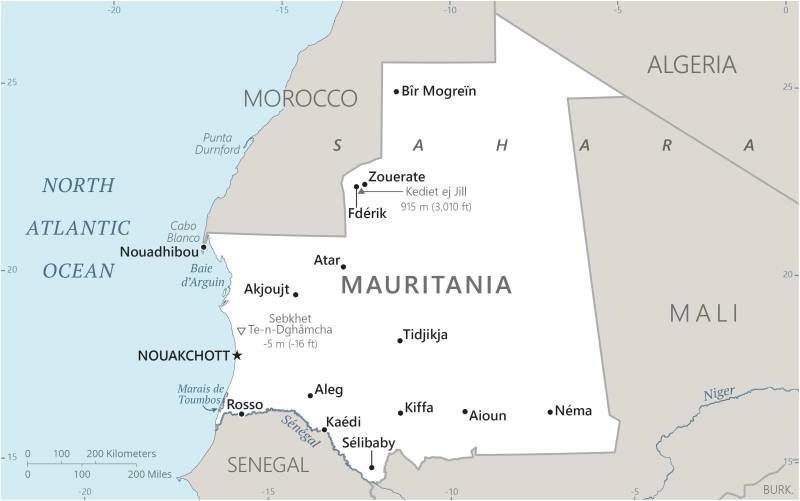 Landkarte Mauretanien