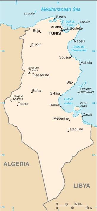 Landkarte Tunesien