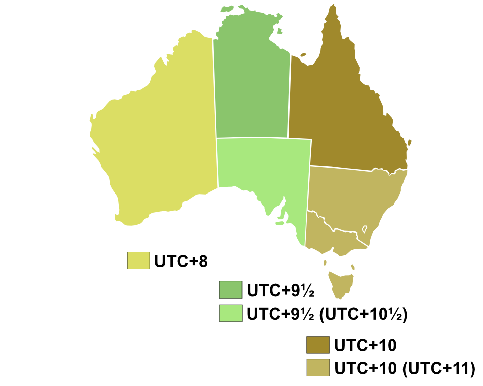 Zeitzonen in Australien