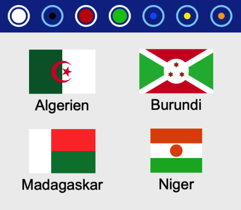 Flaggen aller Staaten Afrikas nach Farben sortiert