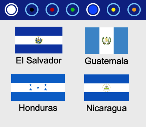 Flaggen aller Staaten des amerikanischen Kontinents nach Farben sortiert