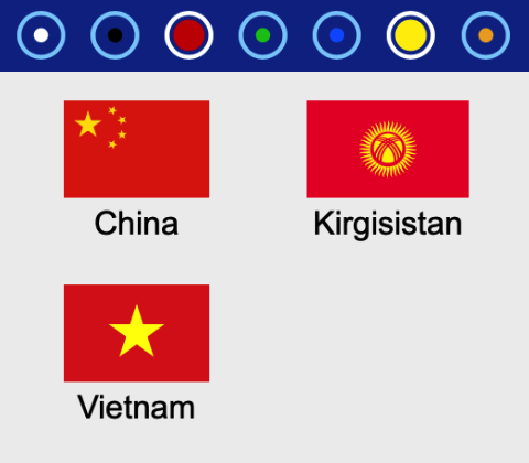 Flaggen aller Staaten Asiens nach Farben sortiert