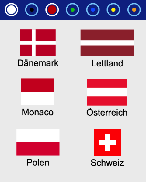 Flaggen aller Staaten Europas nach Farben sortiert