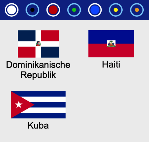 Flaggen aller Staaten der Karibik nach Farben sortiert