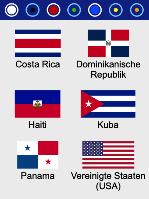 Flaggen aller Staaten in Nordamerika nach Farben sortiert
