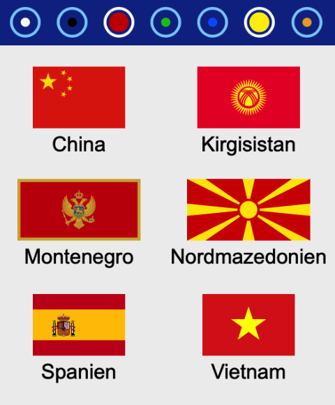 Flaggen aller Staaten der Welt nach Farben sortiert