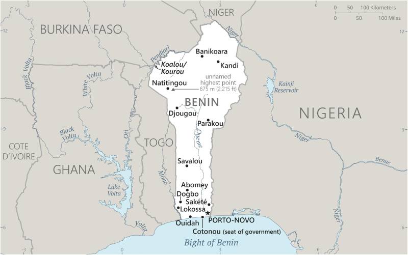 Landkarte Benin