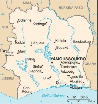 Landkarte Elfenbeinküste