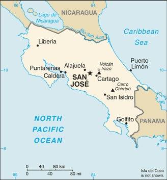 Landkarte Costa Rica