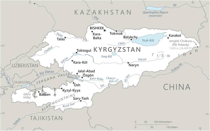 Landkarte Kirgisistan