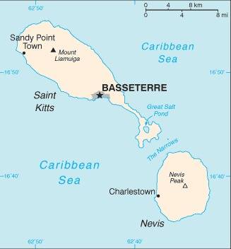 Landkarte St. Kitts und Nevis