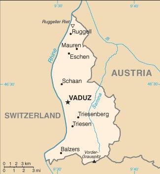 Landkarte Liechtenstein