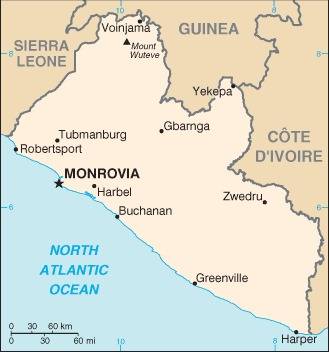 Landkarte Liberia