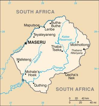 Landkarte Lesotho