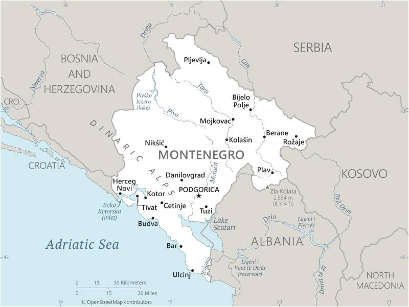 Landkarte Montenegro