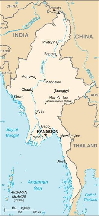 Landkarte Myanmar