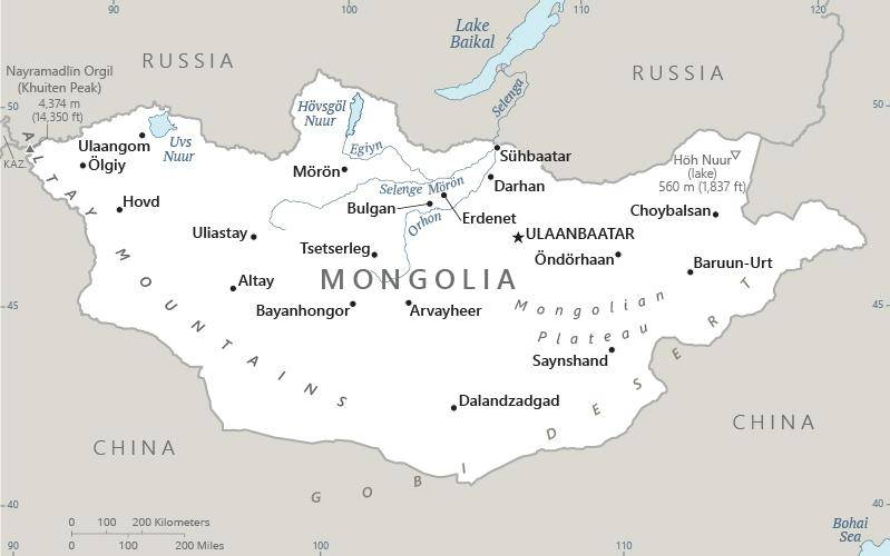 Landkarte Mongolei