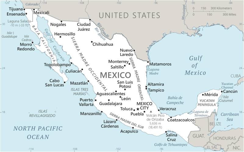 Landkarte Mexiko