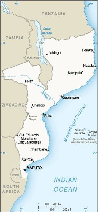 Landkarte Mosambik