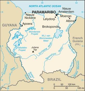 Landkarte Suriname