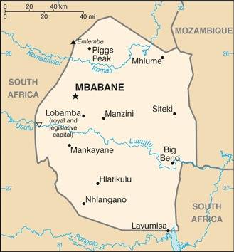 Landkarte Eswatini