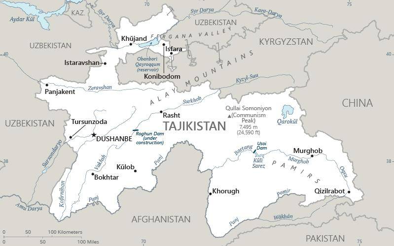 Landkarte Tadschikistan