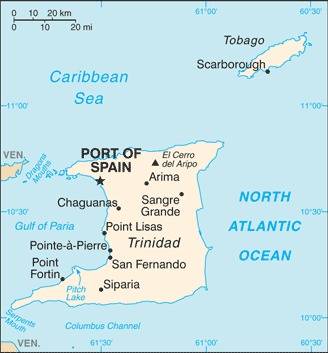 Landkarte Trinidad und Tobago