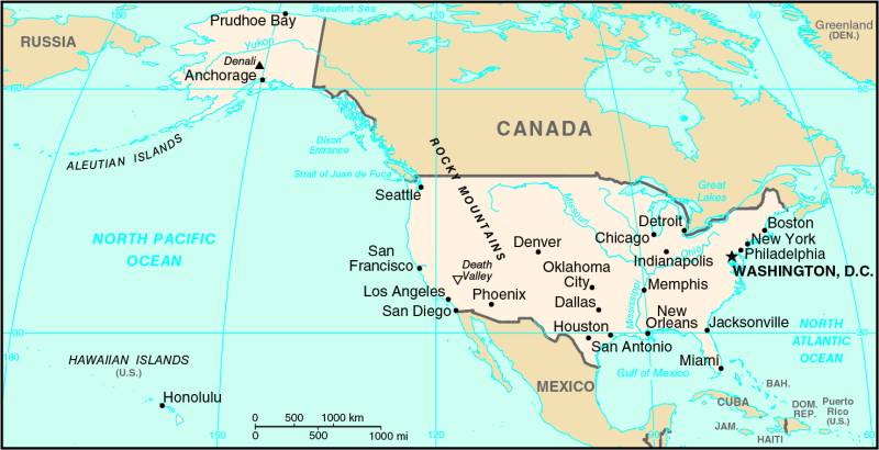 Landkarte Vereinigte Staaten (USA)