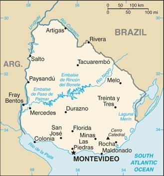 Landkarte Uruguay