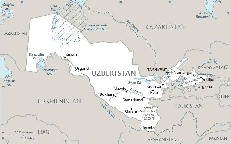 Landkarte Usbekistan