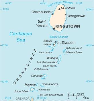 Landkarte St. Vincent und die Grenadinen